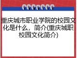 重庆城市职业学院的校园文化是什么，简介(重庆城职校园文化简介)