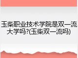 玉柴职业技术学院是双一流大学吗?(玉柴双一流吗)