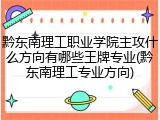 黔东南理工职业学院主攻什么方向有哪些王牌专业(黔东南理工专业方向)