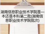 湖南信息职业技术学院是一本还是本科第二批(湖南信息职业技术学院批次)