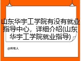 山东华宇工学院有没有就业指导中心，详细介绍(山东华宇工学院就业指导)