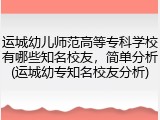 运城幼儿师范高等专科学校有哪些知名校友，简单分析(运城幼专知名校友分析)