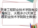 天津工程职业技术学院有没有院士，大概多少(天津工程职业技术学院院士数量)