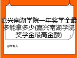 嘉兴南湖学院一年奖学金最多能拿多少(嘉兴南湖学院奖学金最高金额)