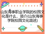 山东海事职业学院的校园文化是什么，简介(山东海事学院校园文化简述)