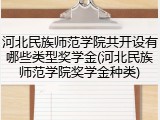 河北民族师范学院共开设有哪些类型奖学金(河北民族师范学院奖学金种类)