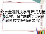 北京金融科技学院师资力量怎么样，名气如何(北京金融科技学院师资名气)