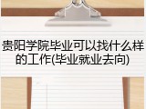贵阳学院毕业可以找什么样的工作(毕业就业去向)