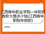 江西青年职业学院一年财政拨款大概多少钱(江西青年职院年拨款)