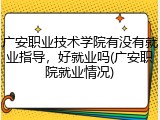 广安职业技术学院有没有就业指导，好就业吗(广安职院就业情况)