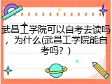 武昌工学院可以自考去读吗，为什么(武昌工学院能自考吗？)