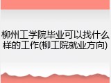 柳州工学院毕业可以找什么样的工作(柳工院就业方向)