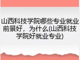 山西科技学院哪些专业就业前景好，为什么(山西科技学院好就业专业)