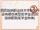 西双版纳职业技术学院共开设有哪些类型奖学金(西双版纳职院奖学金种类)