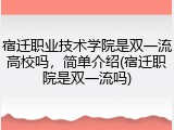 宿迁职业技术学院是双一流高校吗，简单介绍(宿迁职院是双一流吗)