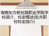海南东方新丝路职业学院学校简介，校史概述(东方职校校史简介)