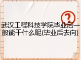 武汉工程科技学院毕业后一般能干什么呢(毕业后去向)
