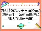 西安建筑科技大学有没有在职研究生，如何申请(西安建大在职研申请)