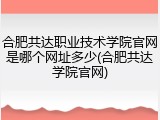 合肥共达职业技术学院官网是哪个网址多少(合肥共达学院官网)