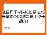 武昌理工学院校长是谁,校长基本介绍(武昌理工校长简介)