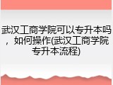 武汉工商学院可以专升本吗，如何操作(武汉工商学院专升本流程)