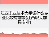 江西职业技术大学读什么专业比较有前景(江西职大前景专业)
