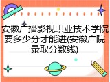安徽广播影视职业技术学院要多少分才能进(安徽广院录取分数线)