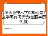 武汉职业技术学院毕业是什么学历有何优势(武职学历优势)