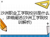 沙洲职业工学院校训是什么，详细阐述(沙洲工学院校训解析)