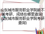 山东城市服务职业学院能不能考研，成绩在哪里查询(山东城市服务职业学院考研查询)