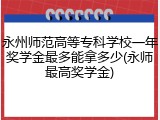 永州师范高等专科学校一年奖学金最多能拿多少(永师最高奖学金)