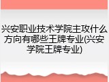 兴安职业技术学院主攻什么方向有哪些王牌专业(兴安学院王牌专业)
