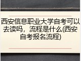 西安信息职业大学自考可以去读吗，流程是什么(西安自考报名流程)