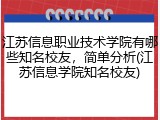 江苏信息职业技术学院有哪些知名校友，简单分析(江苏信息学院知名校友)