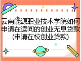 云南能源职业技术学院如何申请在读间的创业无息贷款(申请在校创业贷款)