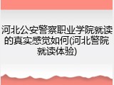 河北公安警察职业学院就读的真实感觉如何(河北警院就读体验)