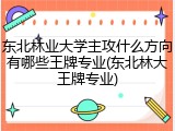 东北林业大学主攻什么方向有哪些王牌专业(东北林大王牌专业)