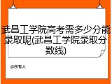 武昌工学院高考需多少分能录取呢(武昌工学院录取分数线)