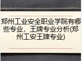 郑州工业安全职业学院有哪些专业，王牌专业分析(郑州工安王牌专业)
