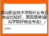 潮汕职业技术学院什么专业就业比较好，原因是啥(潮汕学院好就业专业)