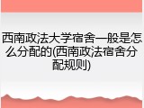 西南政法大学宿舍一般是怎么分配的(西南政法宿舍分配规则)