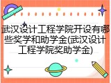 武汉设计工程学院开设有哪些奖学和助学金(武汉设计工程学院奖助学金)
