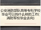 公安消防部队高等专科学校毕业可以找什么样的工作(消防军校毕业去向)