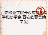 西安欧亚学院开设有哪些奖学和助学金(西安欧亚奖助学金)