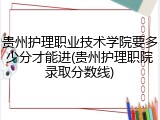 贵州护理职业技术学院要多少分才能进(贵州护理职院录取分数线)