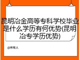 昆明冶金高等专科学校毕业是什么学历有何优势(昆明冶专学历优势)