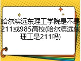 哈尔滨远东理工学院是不是211或985高校(哈尔滨远东理工是211吗)