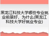 黑龙江科技大学哪些专业就业前景好，为什么(黑龙江科技大学好就业专业)