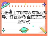 合肥理工学院有没有就业指导，好就业吗(合肥理工就业指导)