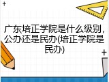广东培正学院是什么级别，公办还是民办(培正学院是民办)